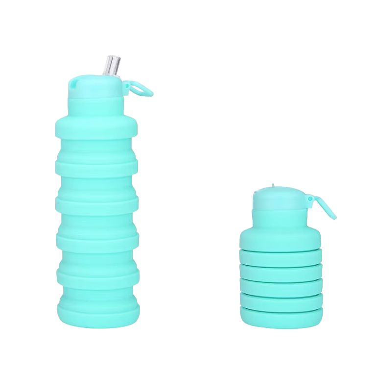 Botella de agua plegable con pitillo